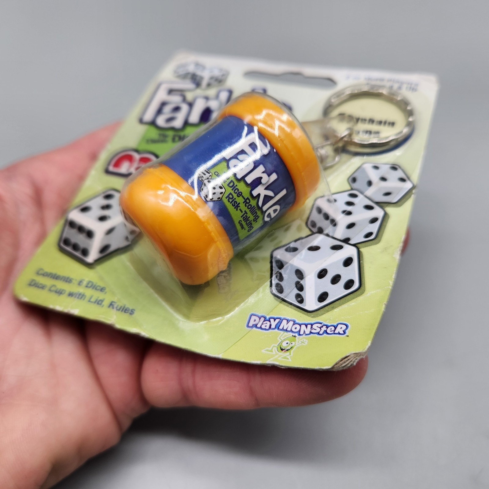 Farkle Nano Keychain Mini Dice Game 2016 Yellow Sealed *Package Wear See Photos