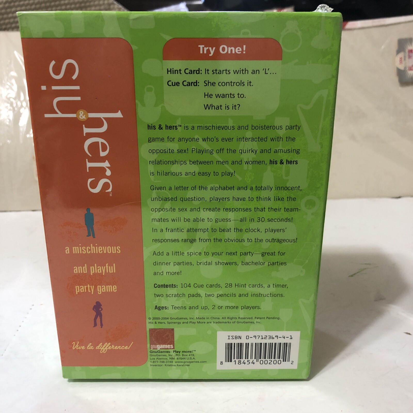 HIS & HERS Mischievous & Playful Party Game NEW Sealed Game Cards 2004 GNU Games