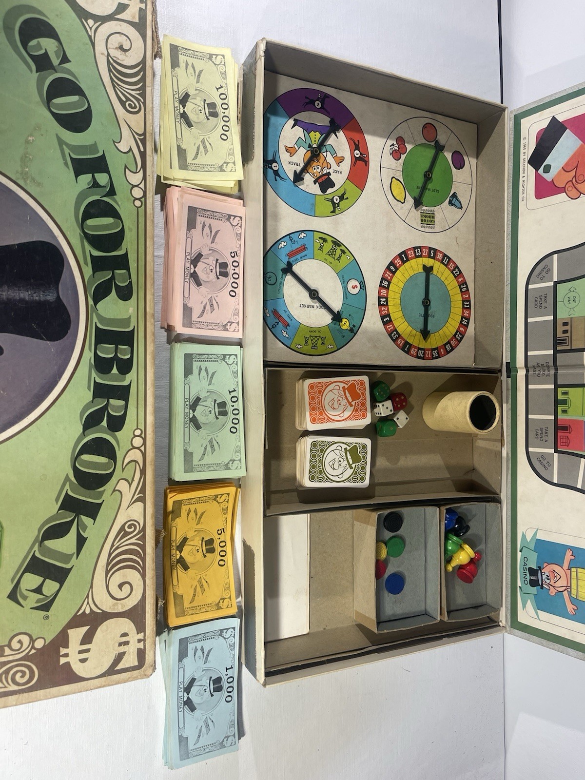 RARE. COMPLETE Vintage 1965 GO FOR BROKE Board Game by Selchow & Righter