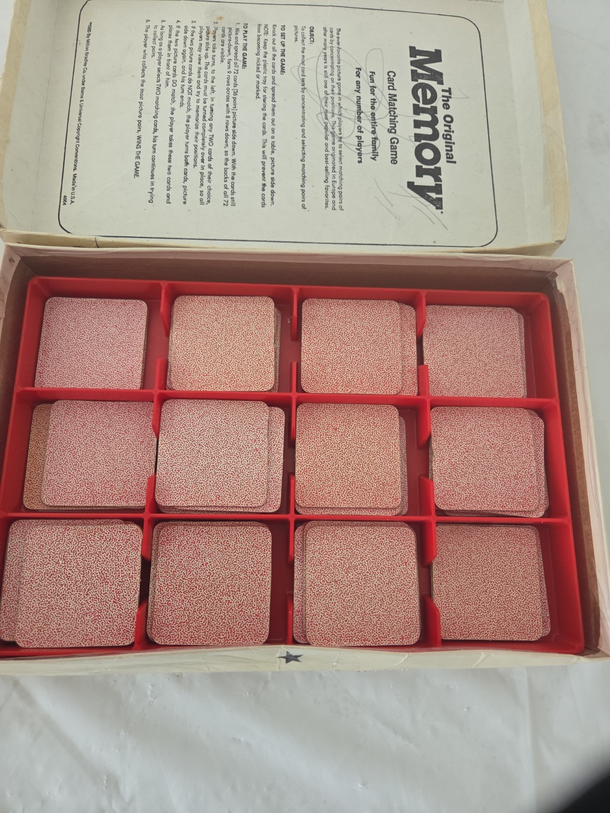 Vintage 1980 Original Memory Card Matching Game Milton Bradley 33 Pairs READ