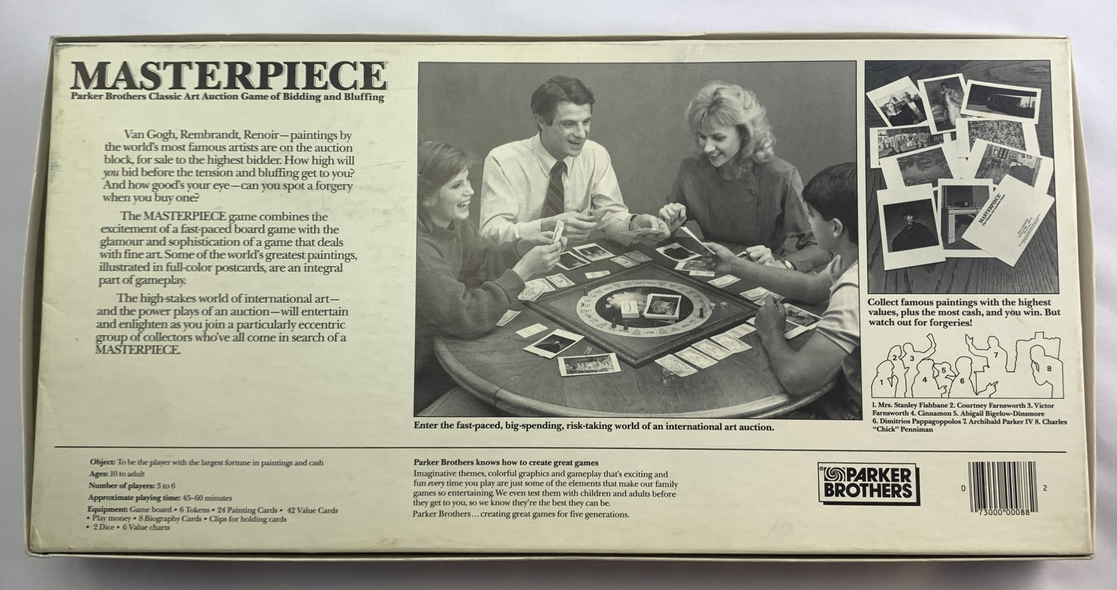 1987 Masterpiece Game Art Auction Game by Parker Brothers Complete Great Cond
