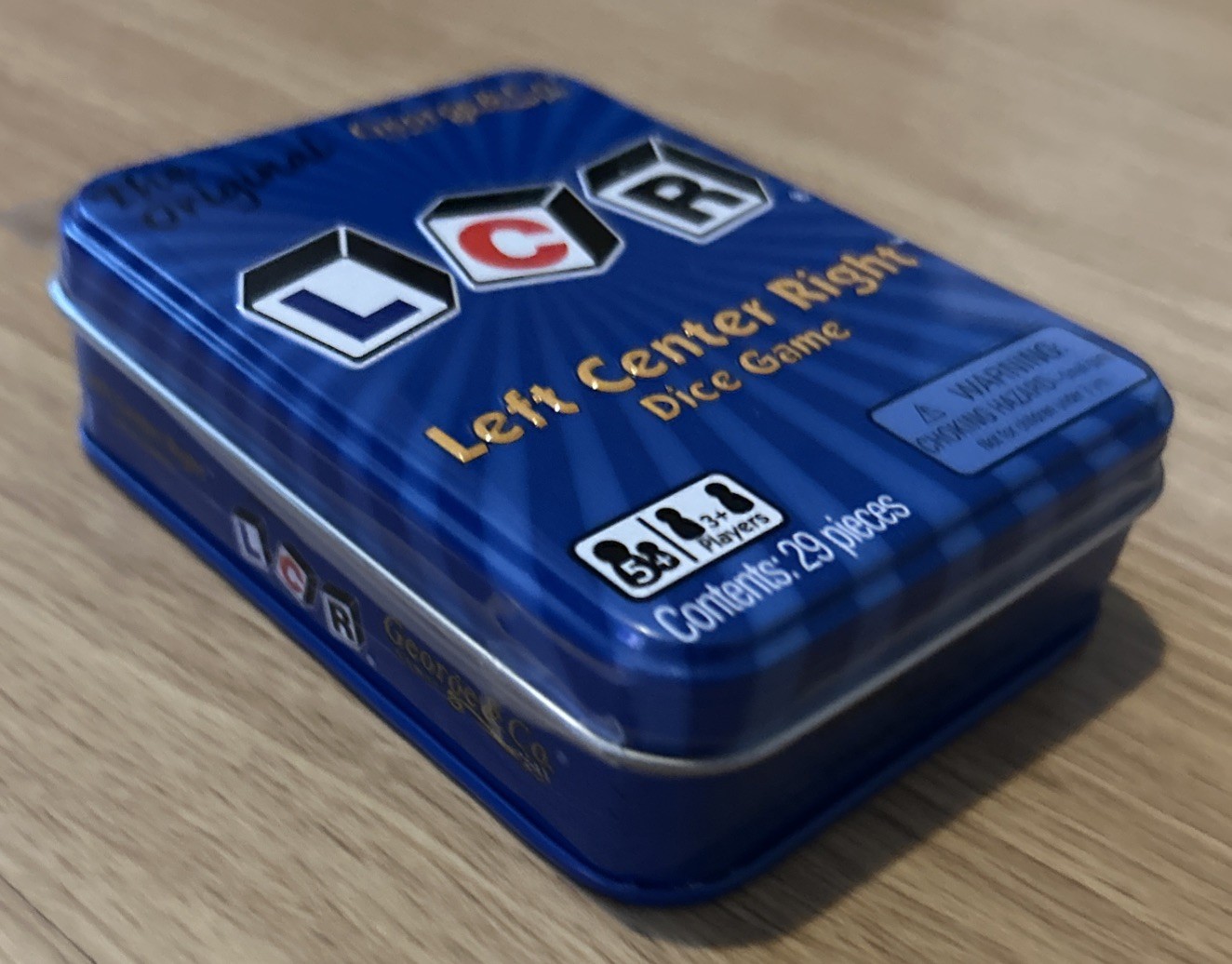 *SEALED* The Original LCR Left Center Right Dice Game Blue Tin George & Company