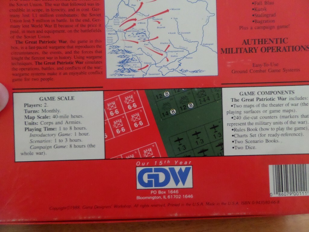 GDW : The Great Patriotic War game – Germany vs. Soviets + Battle for Moscow PU