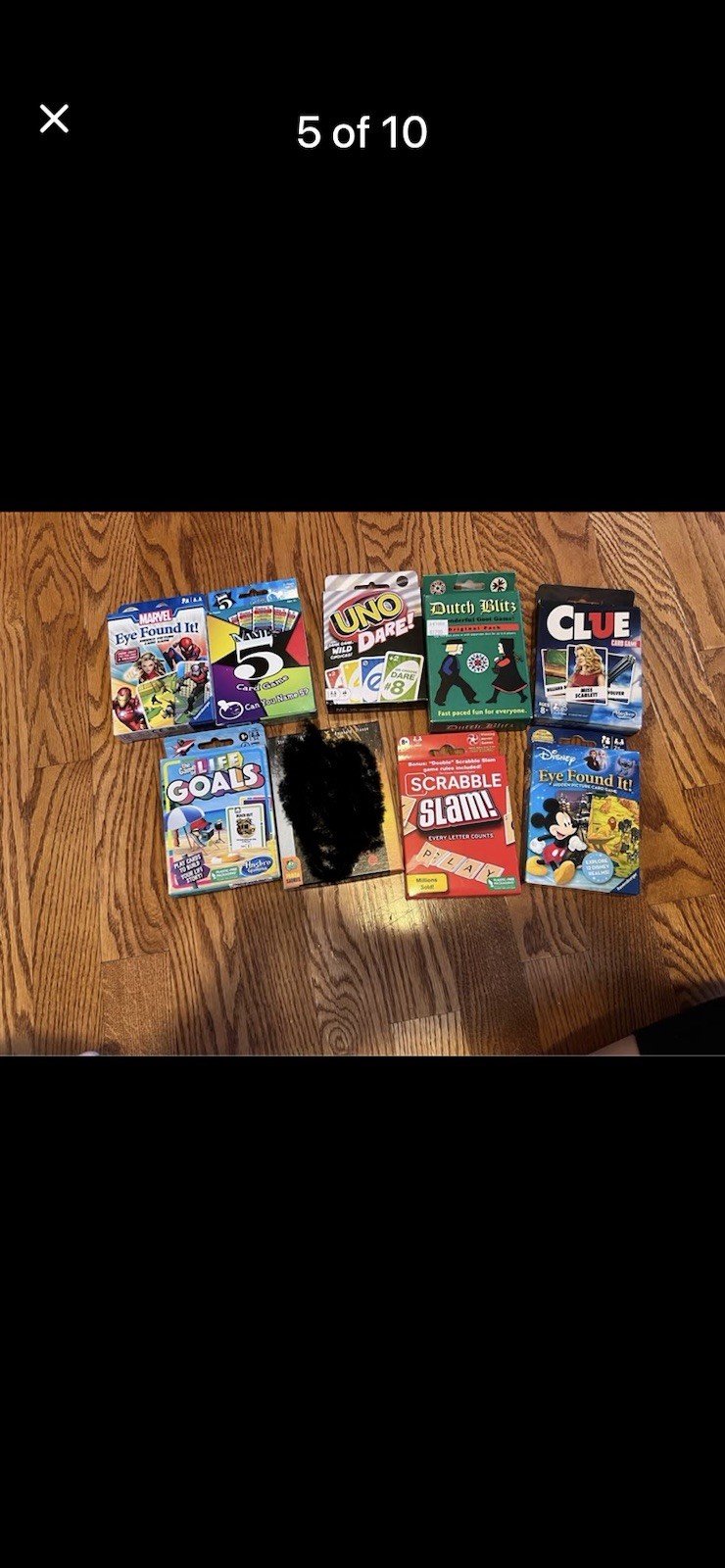 Mixed Brands Lot of 8 Card Games UNO Dare Dutch Blitz Clue Scrabble Slam 8+