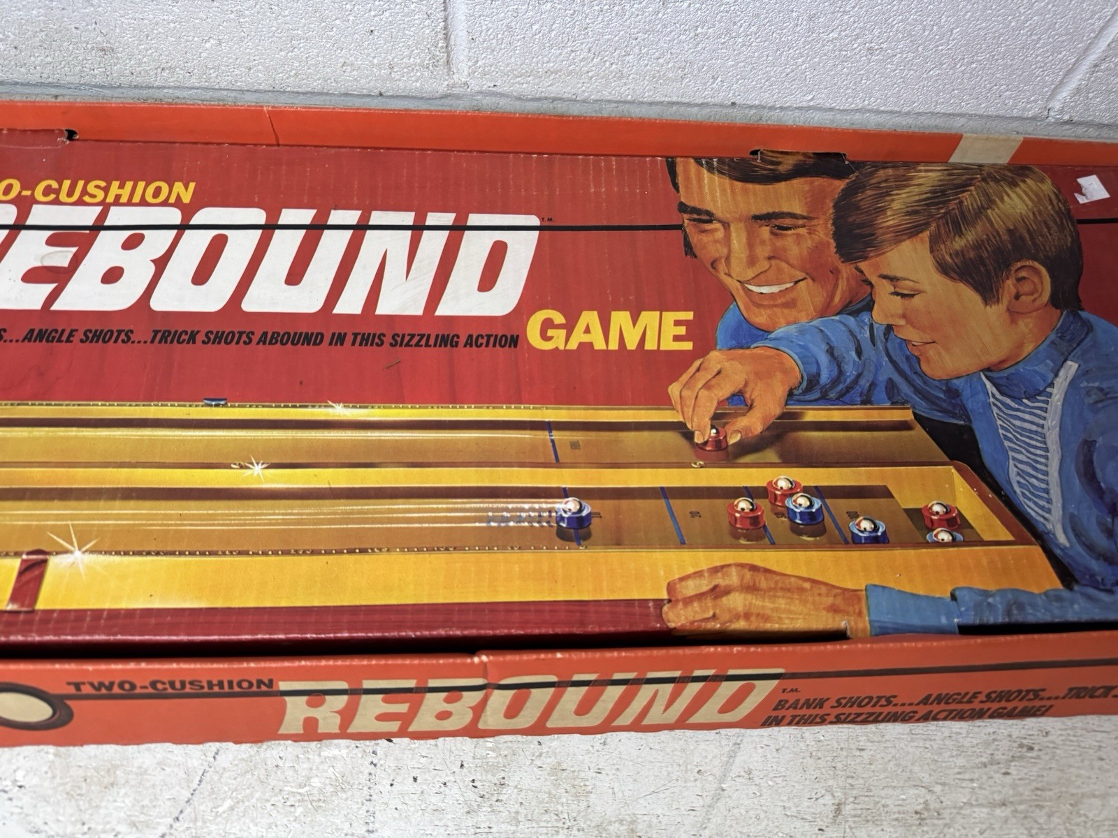 Vintage Rebound Two Cushion Board Game 1971 Ideal Skill Tabletop Yellow USA