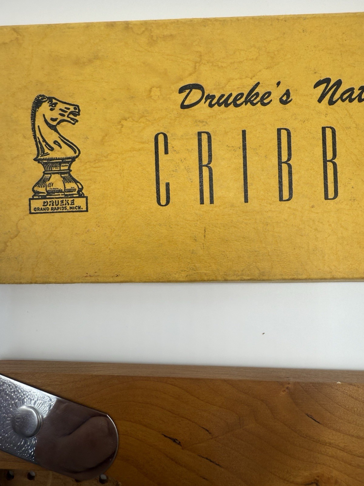Drueke Cribbage Hardwood Board Game Set, Natural Finish, Pegs, Box, Instructions