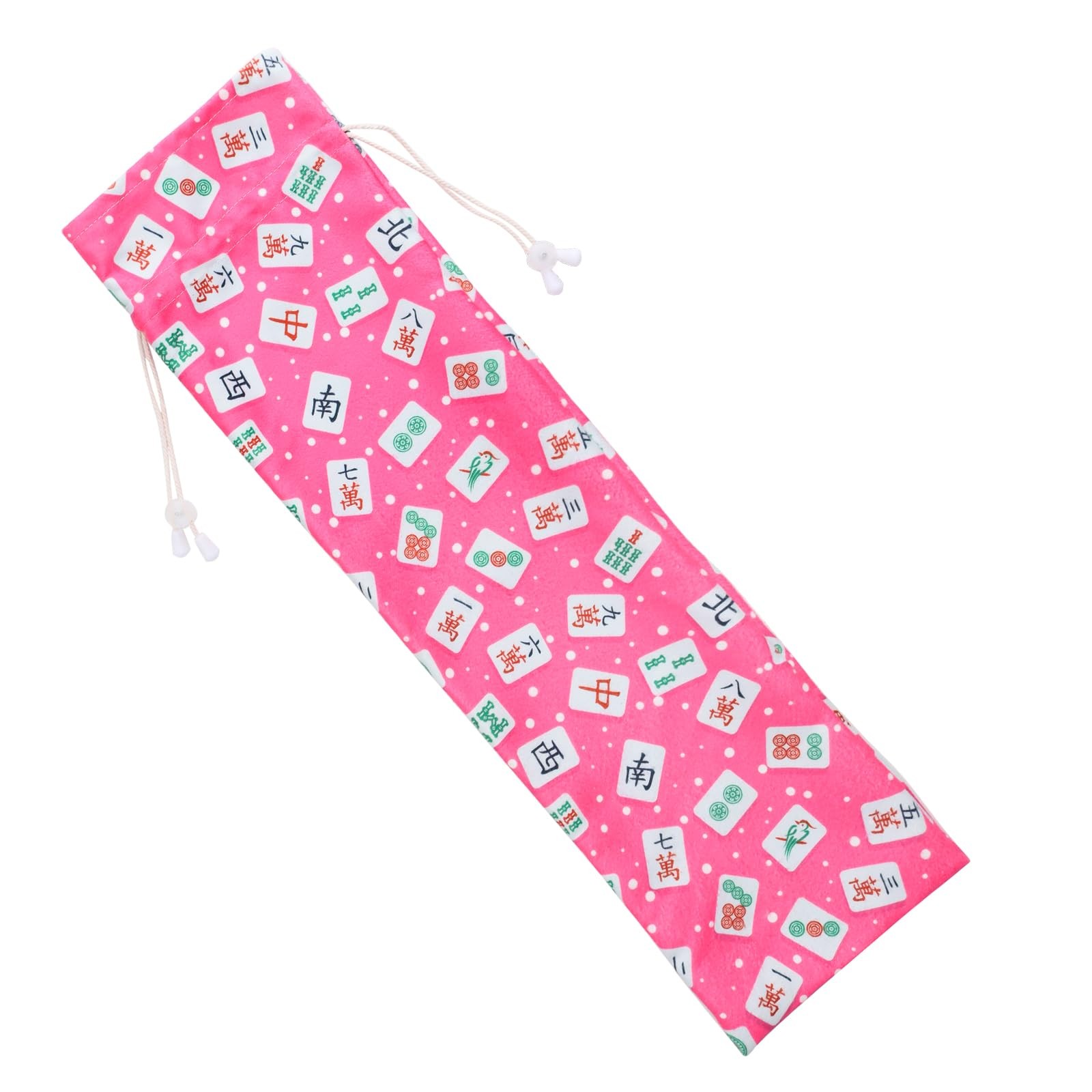 Mahjong Rack Bag, Velvet Drawstring Storage Pouch with Mahjong Print, Fits 4 .