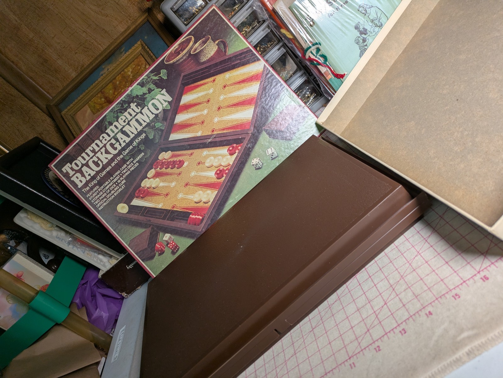 Vtg 70s Backgammon Lowe Plastic Box Board Game COMPLETE