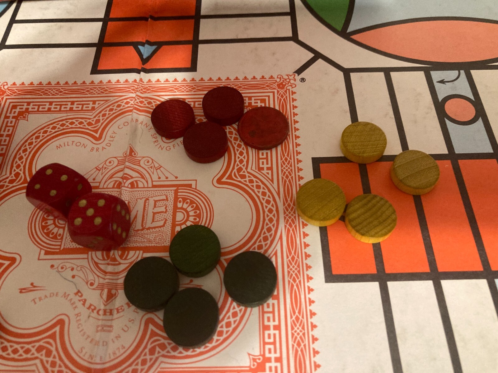 VINTAGE Milton Bradley 1989 PARCHEESI Royal Game Of India Complete Extra Parts