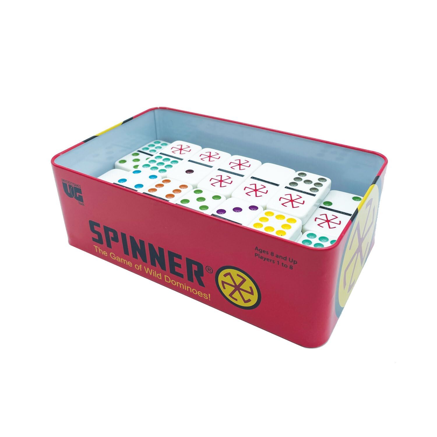 Spinner Colored Dot Dominoes Set with 66 Tiles Wild Gameplay for All Ages