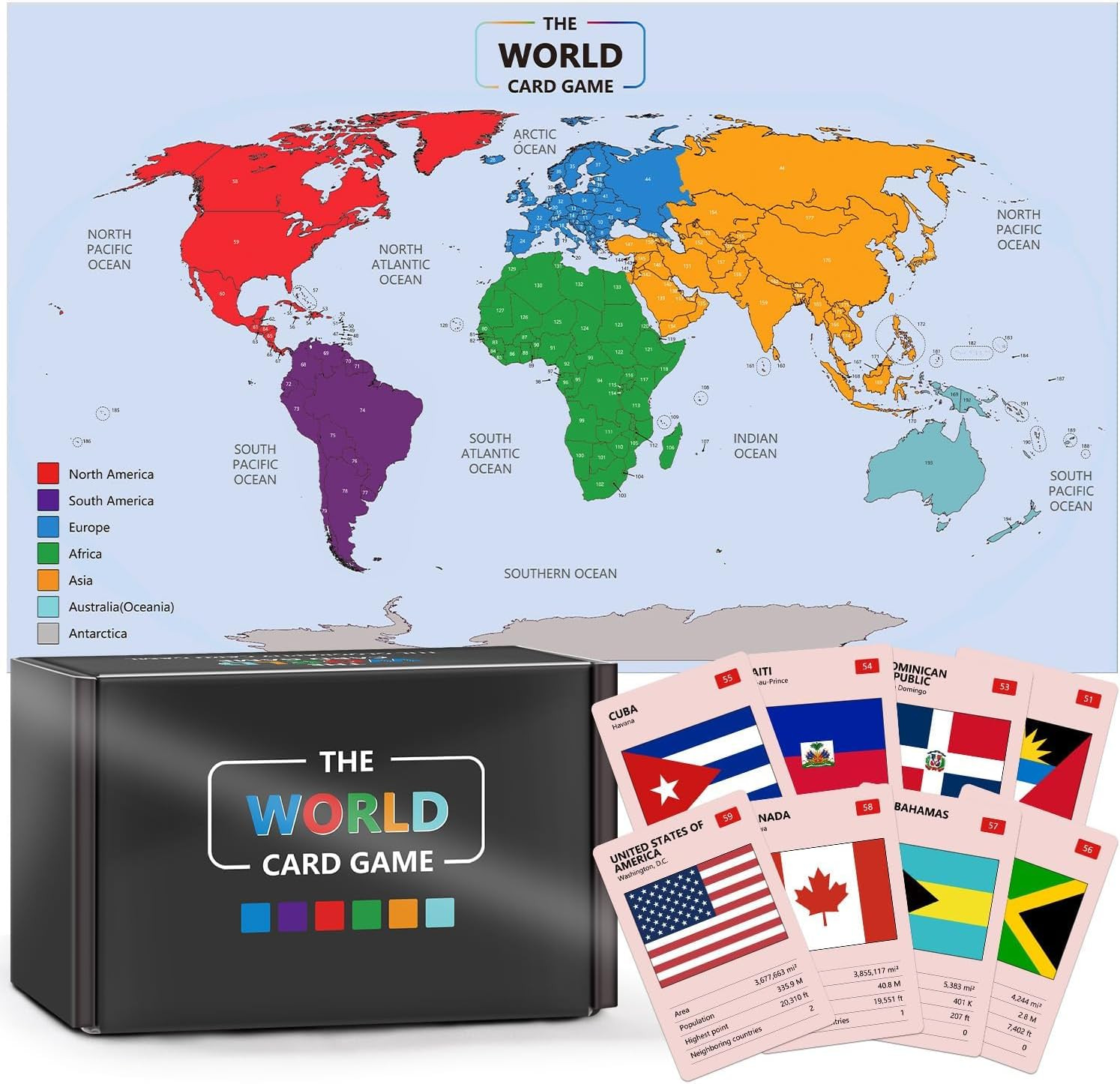 The World Card Game – World Flags Flashcards – Geography Board Game with World