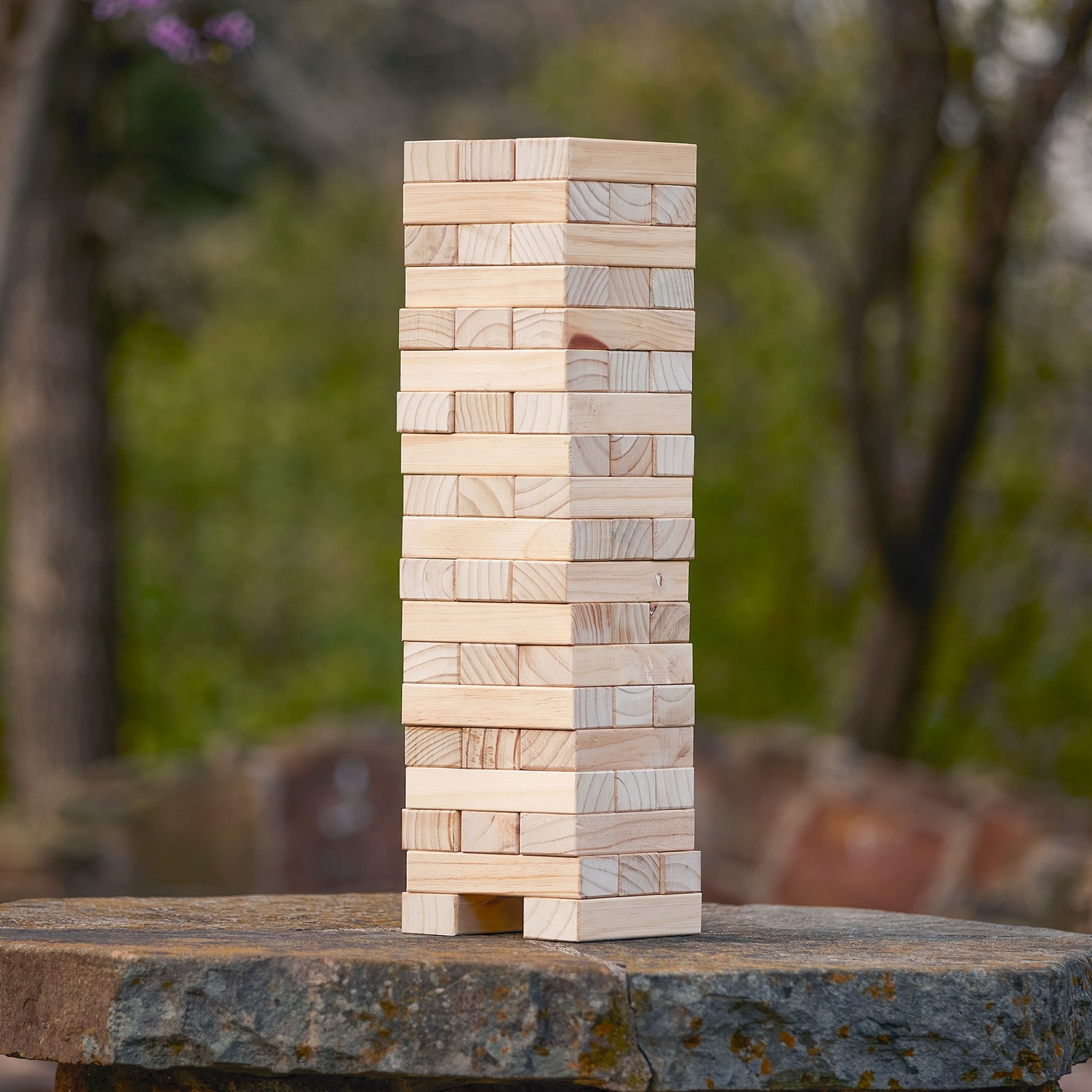 Yard Games Giant Tumbling Timbers 30″ Wood Block Stacking Game w/ Case, Natural
