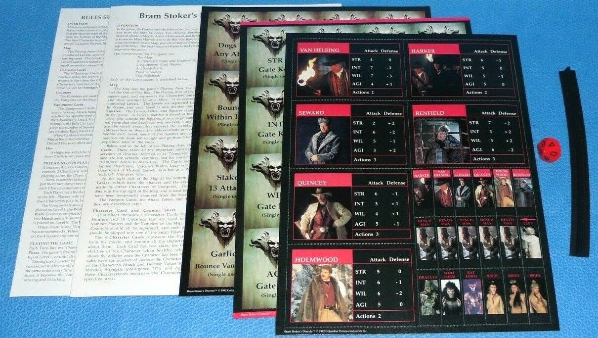 Bram Stoker’s Dracula Board Game Complete & Unpunched – Leading Edge Games