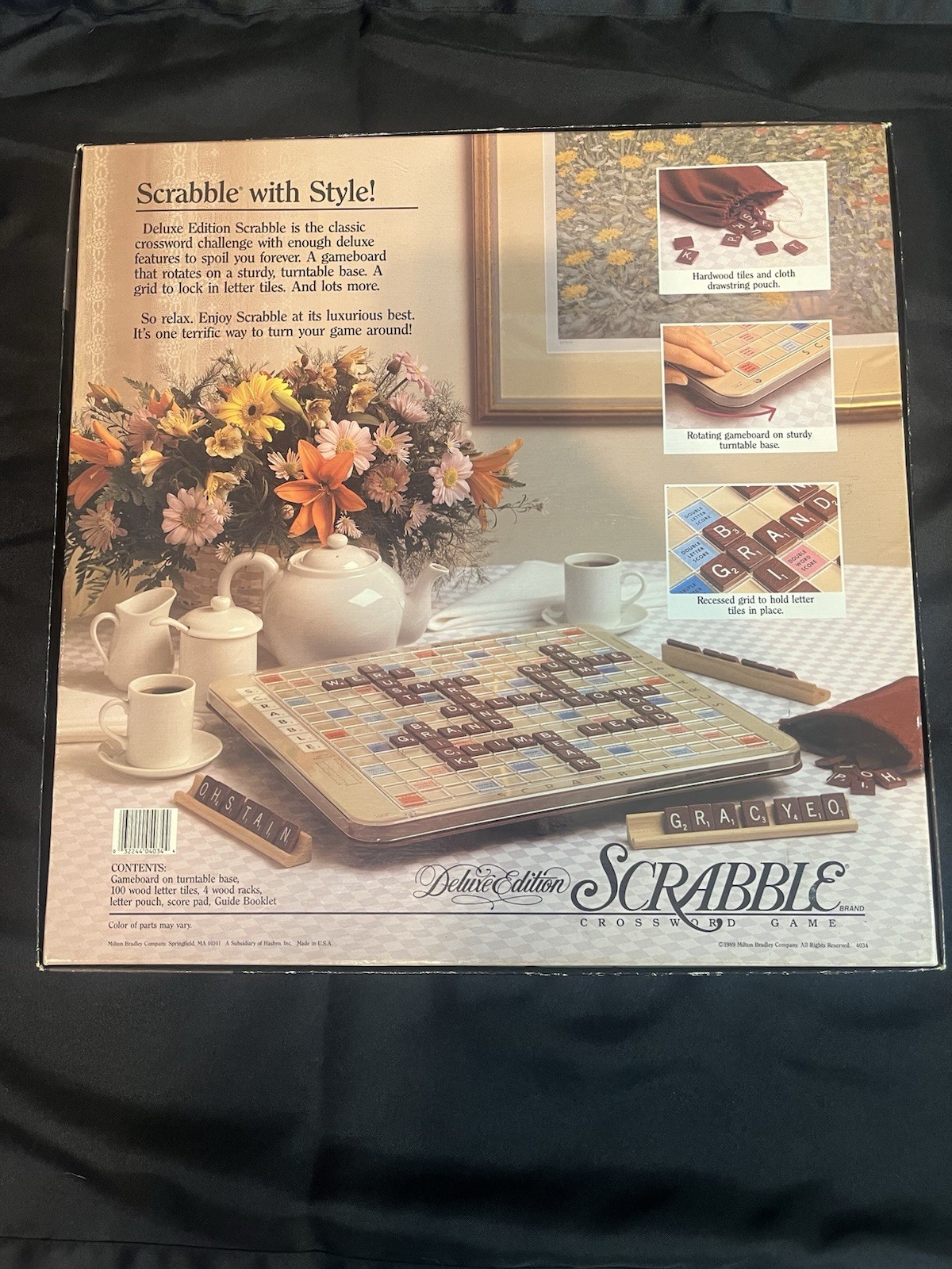 Scrabble Deluxe Edition Rotating Board Game MB 4034 Complete