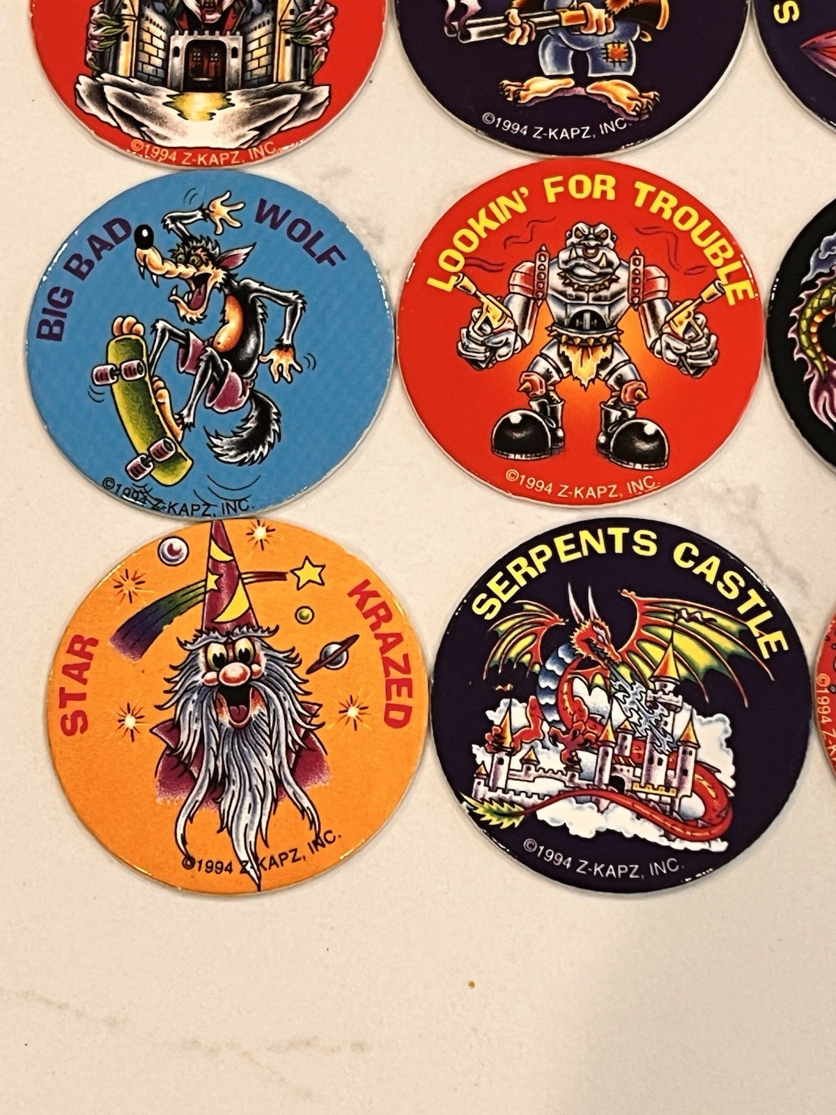 1990s Lot of 16 Kraft Kaps Pogs Slammers Retro Mad Max Alex Rose Pirate Pete