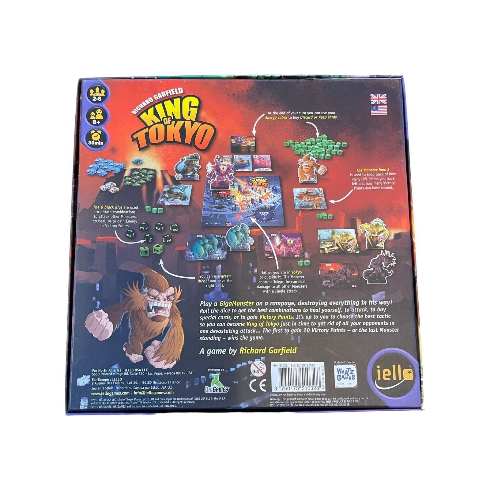 King of Tokyo Board Game IELLO Richard Garfield 2014 New Complete Unsealed Box