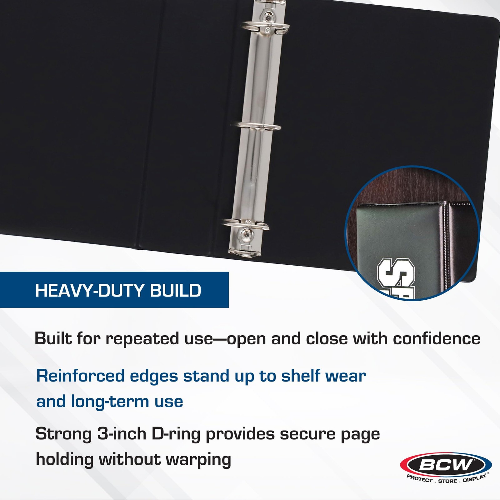 BCW 3-Inch Sports Card Album Binder | Durable Black D-Ring 3 inches,