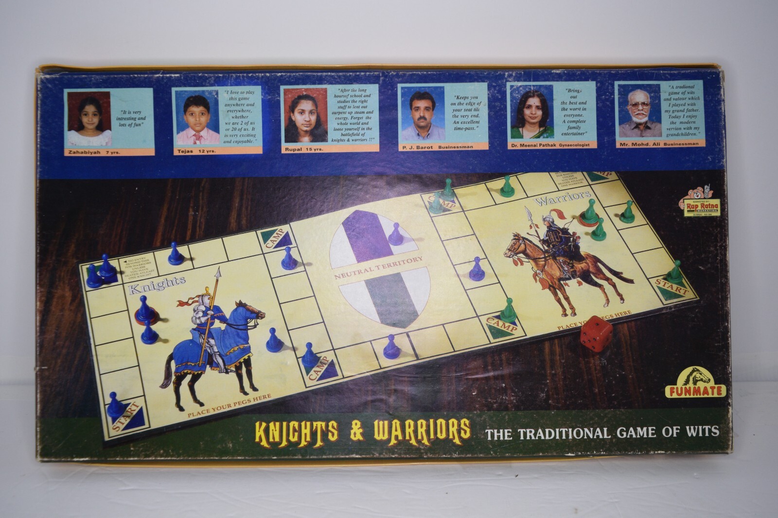 Indian Dadoo Knights and Warriors Game of Wits Board Game Complete Rup Ratna