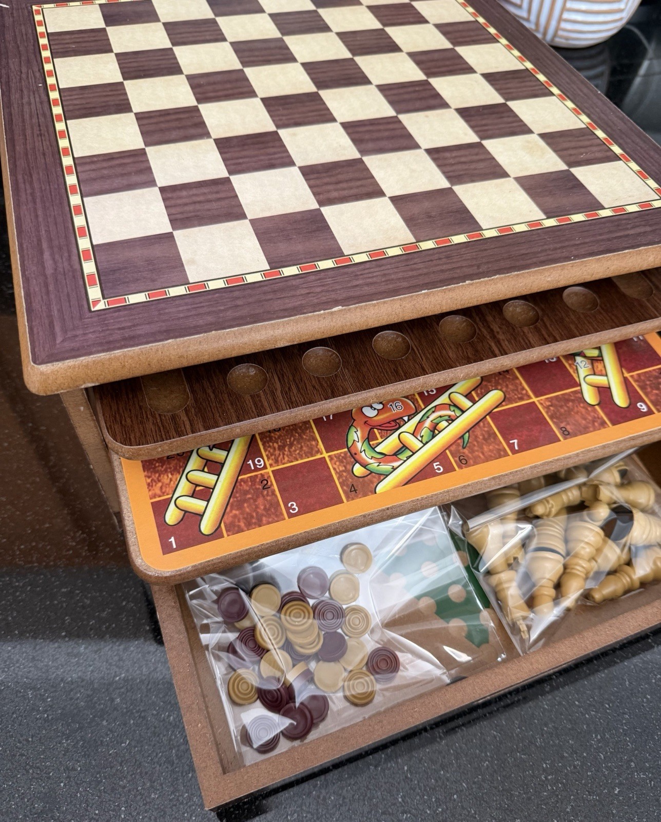 Game Gallery 12 Classic Games in Wooden Storage House, Styles May Vary