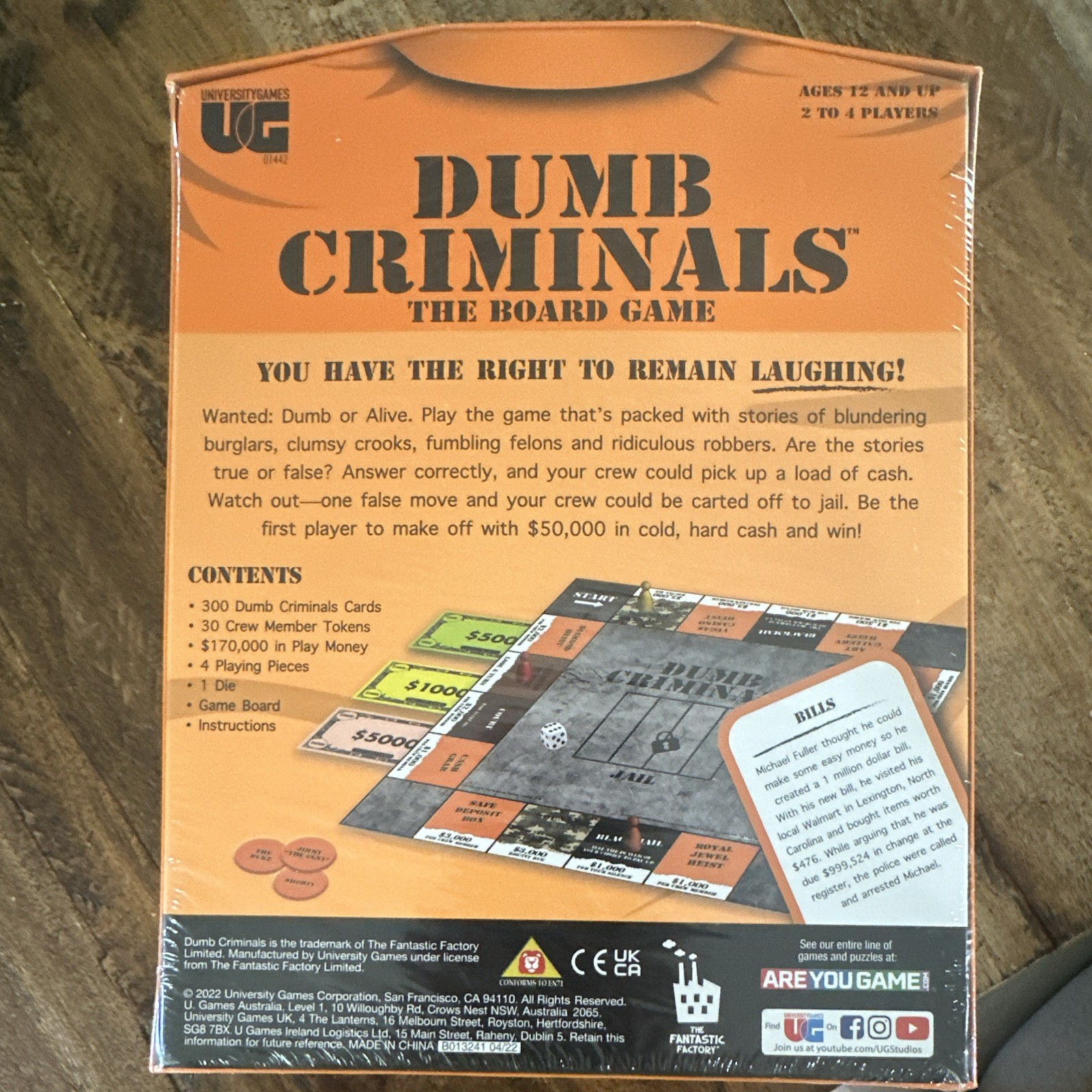 University Games Dumb Criminals Board Game Crime Cards 2-4 Players Ages 12+ 2022