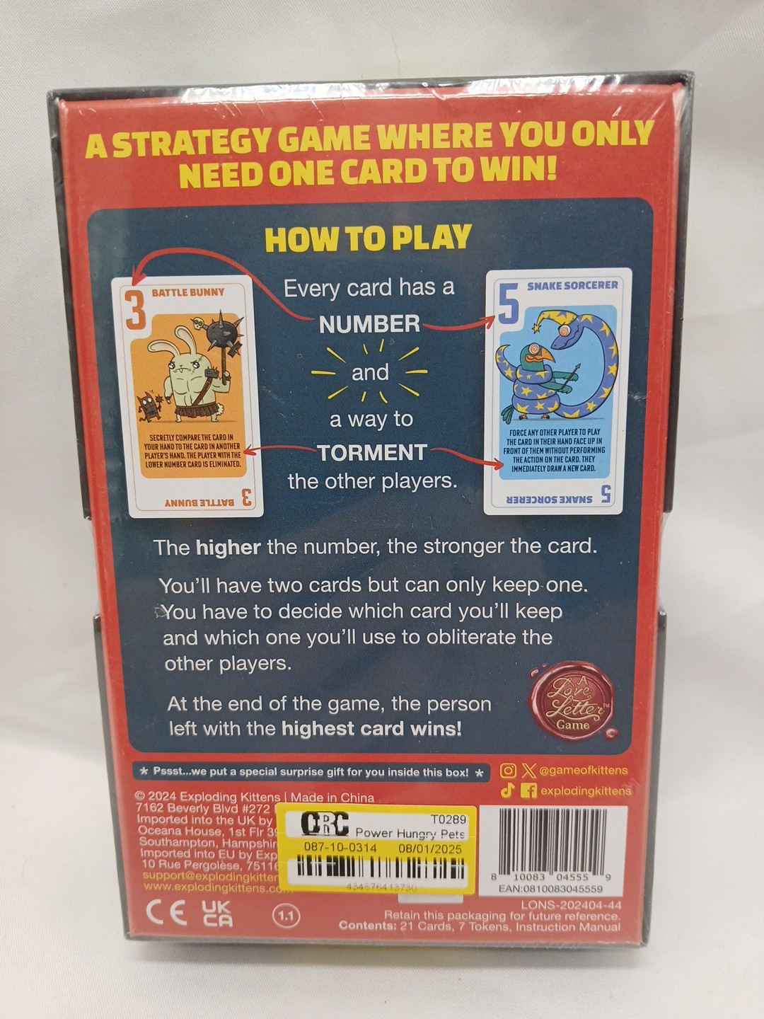 Exploding Kittens Power Hungry Pets Strategy 15 Minute Game 7+ Christmas Gift