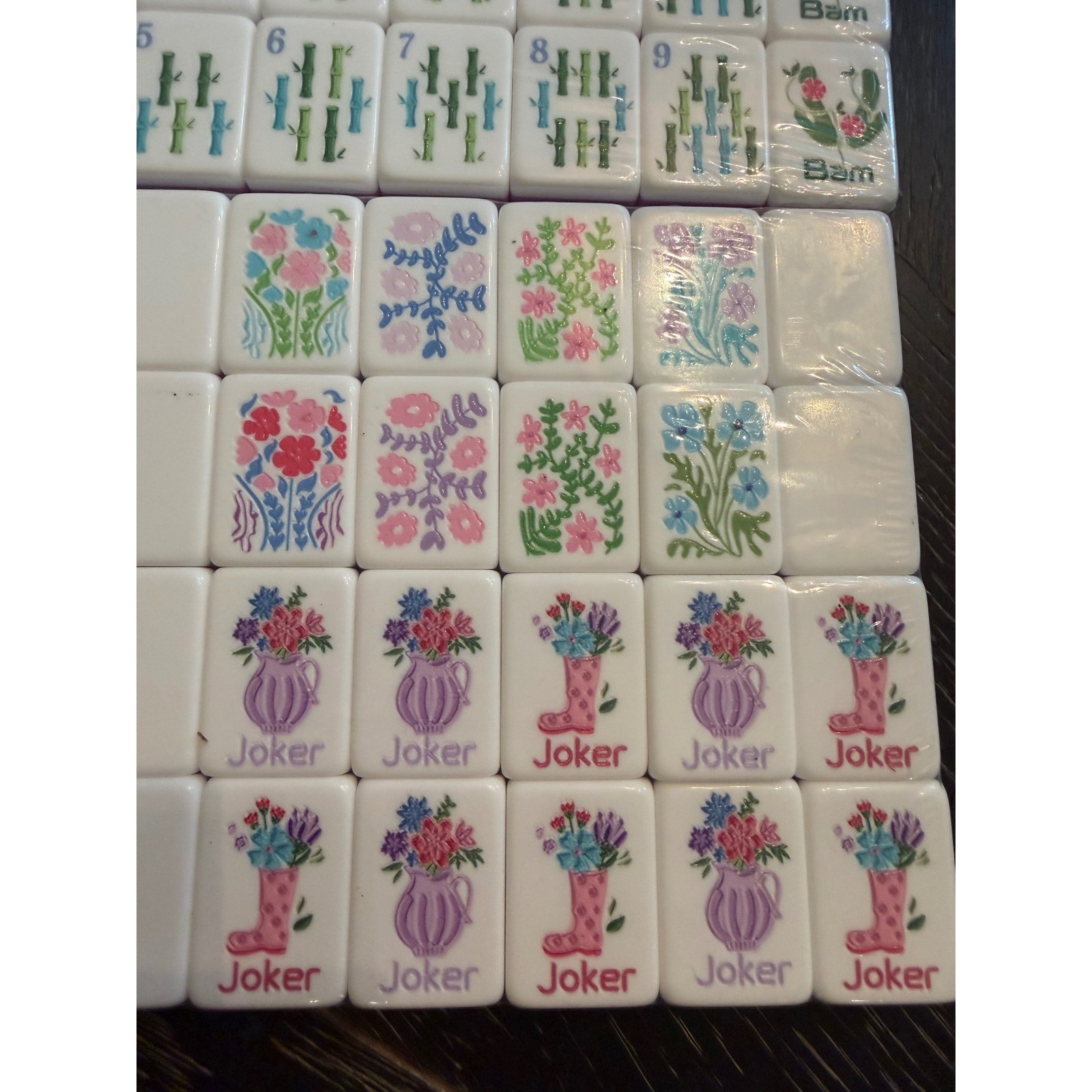 Floral Hand Painted American Mahjong Tile Set Pink Purple girly Pastel 160