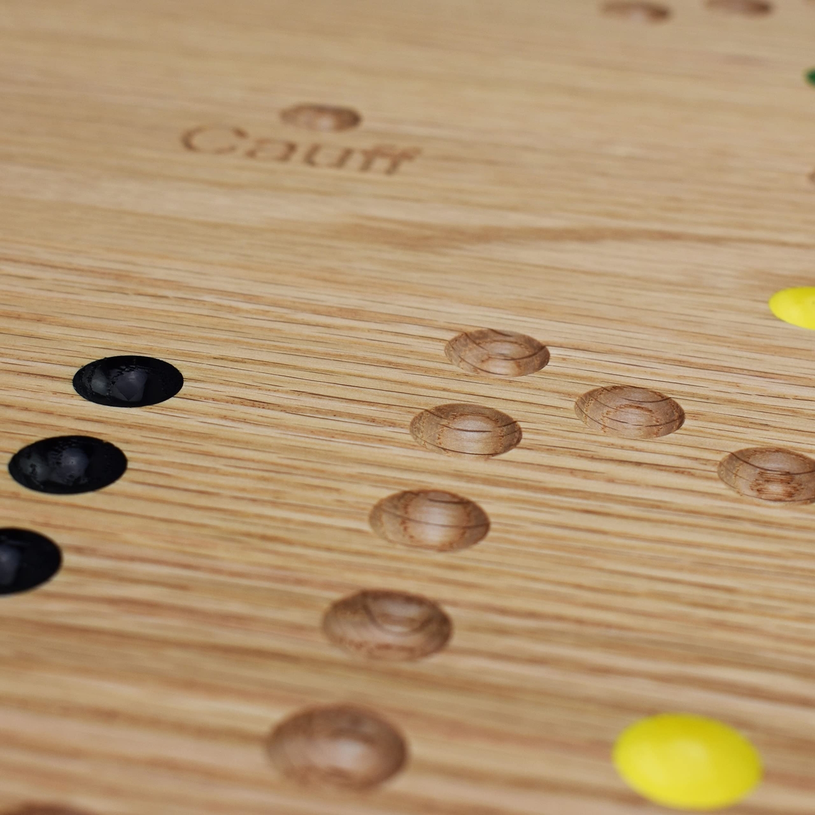 Solid Oak Double Sided Marble Board Game Hand Painted by Cauff 20 inch