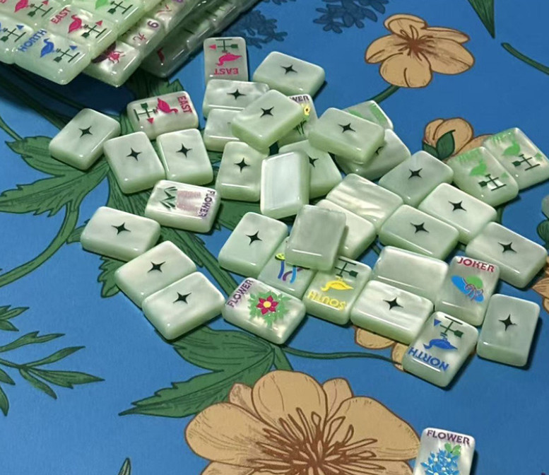 Luxury Fruit Green Crystal Acrylic American Mahjong Set 160 Tiles Home Game