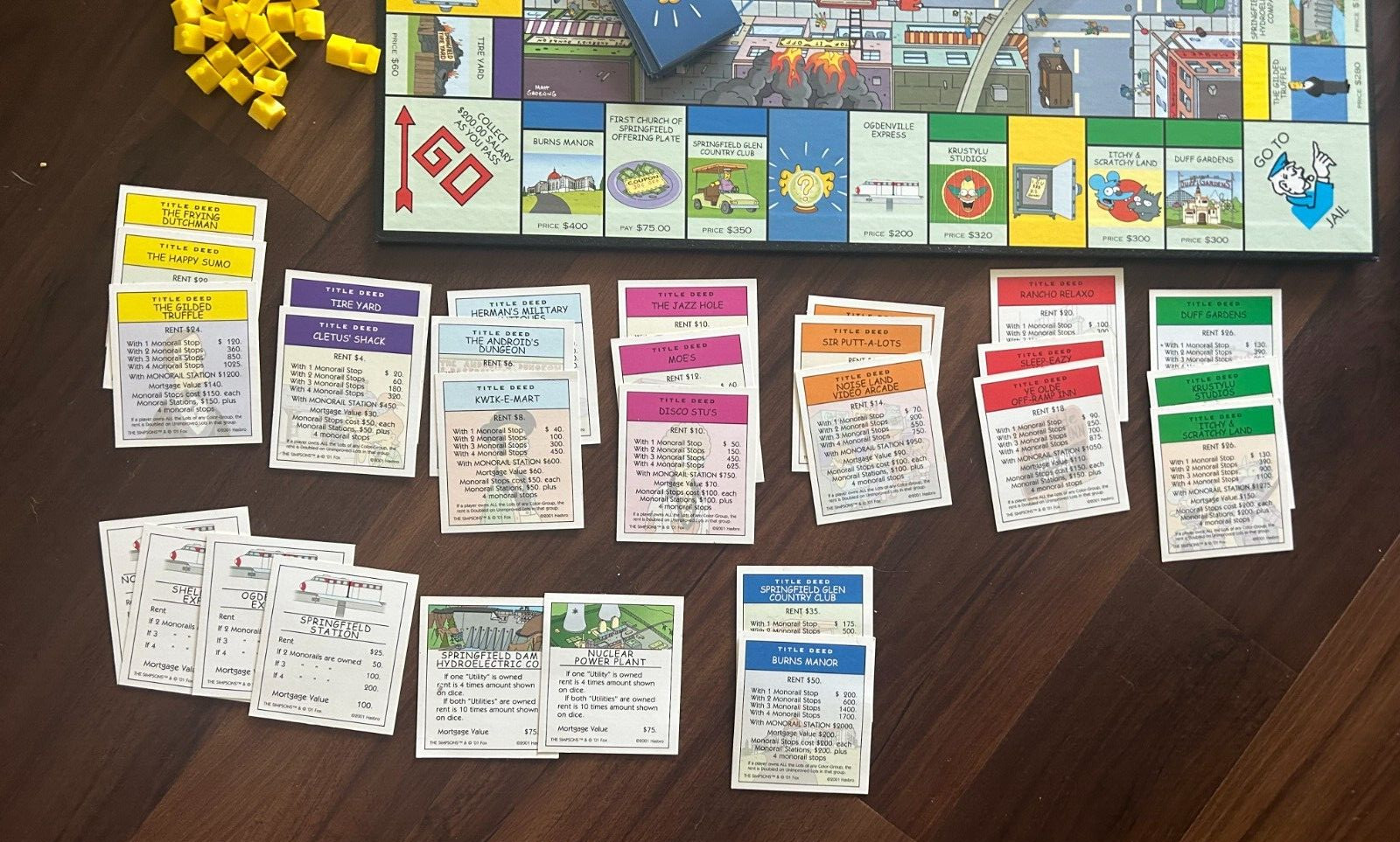 The Simpsons Monopoly Game with 6 Pewter Tokens – 2001 RARE Vintage