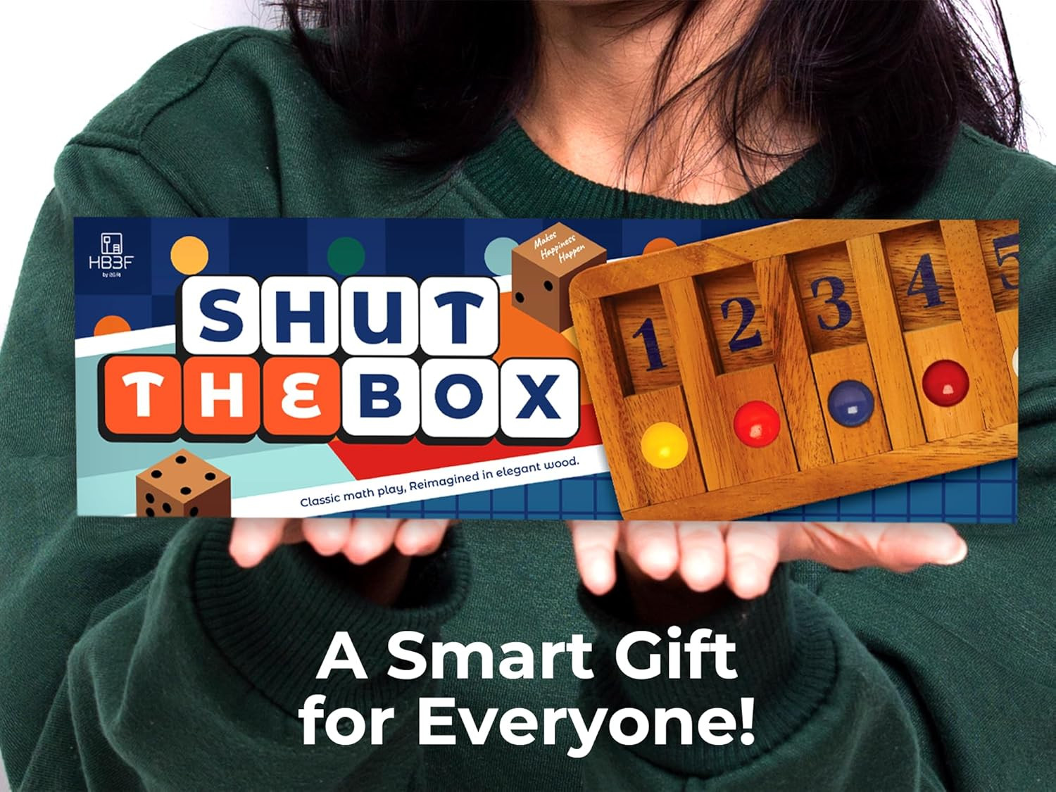 Shut the Box Board Games with Math Kids Player Wooden Box of Brain Teaser Puz…