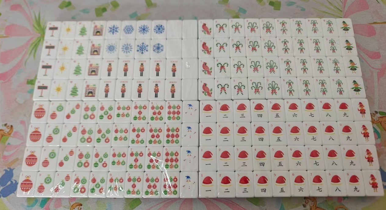 Terrific Tidings Christmas Inspired 4-Layer Red Back American Mahjong Tiles