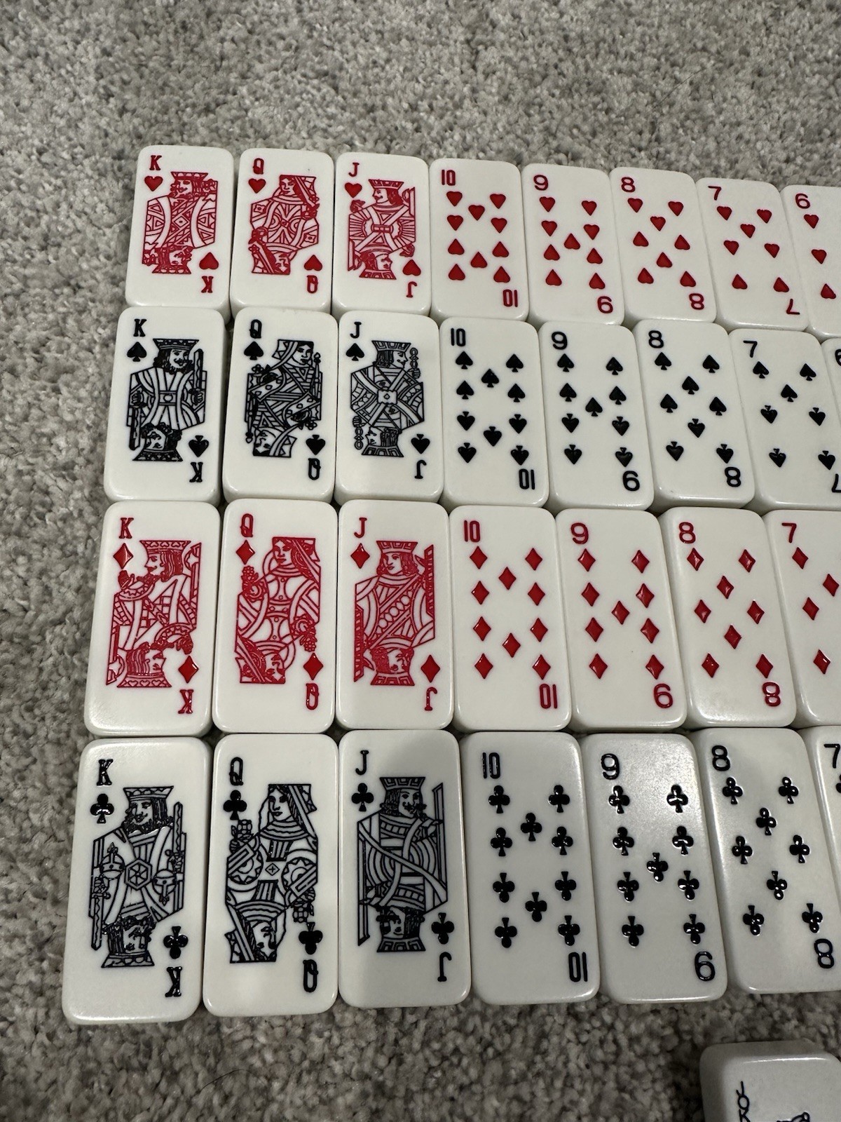 Complete Set of 54 Card / Poker Engraved Color Dominoes with Storage Case