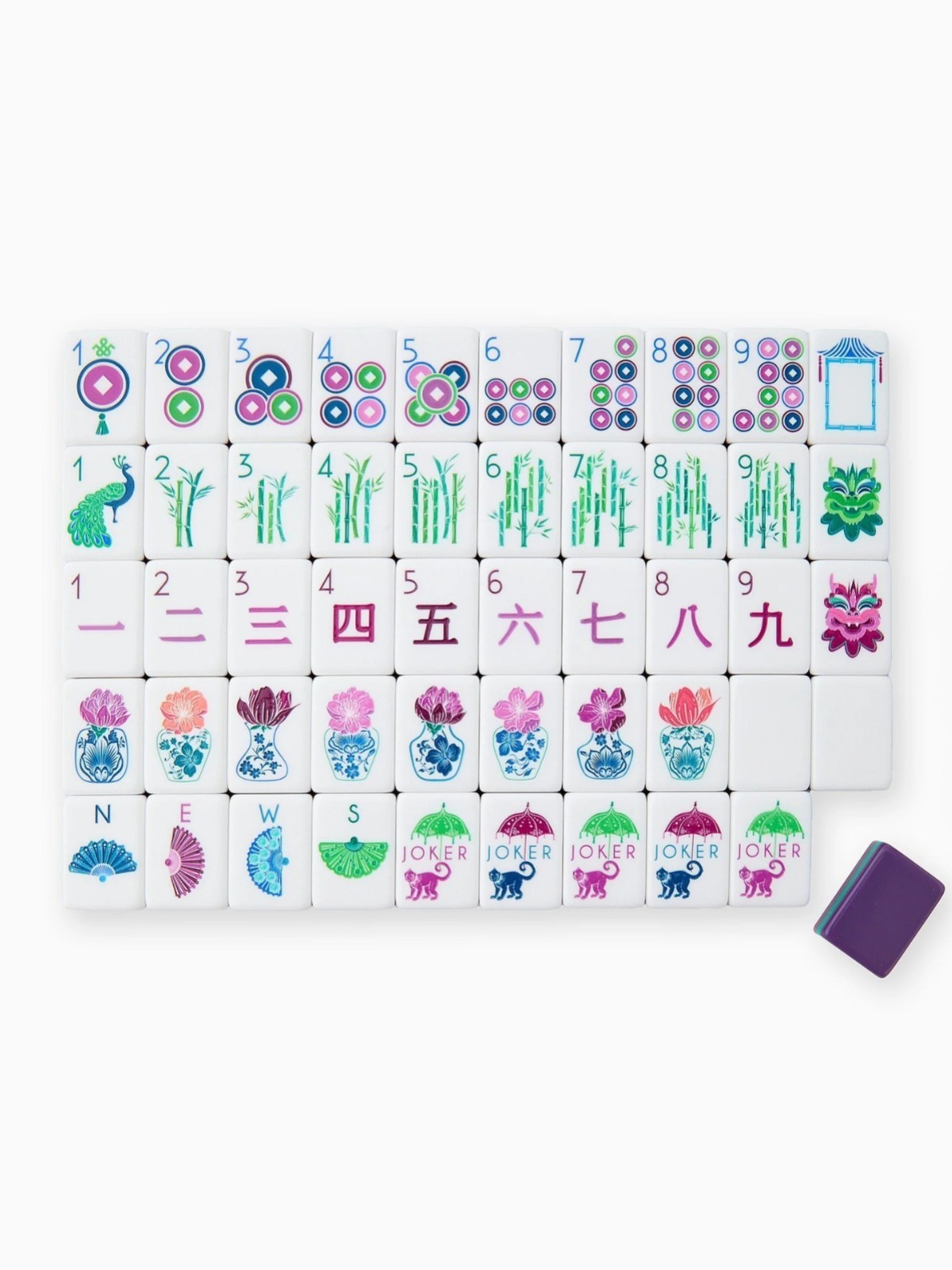 160 Imperial Purple American Mahjong Tiles 4-Layer Acrylic Engraved Set