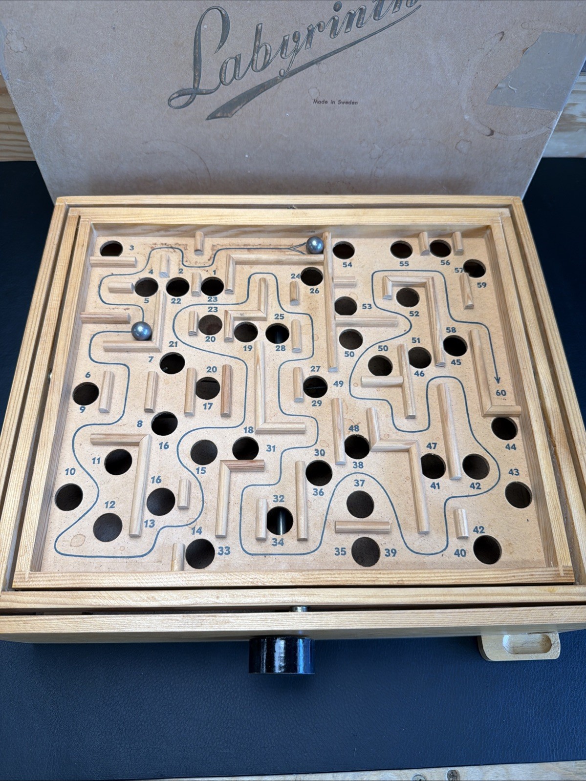 Vintage 1950 Brio Labyrinth Wooden Game with Original Box!!
