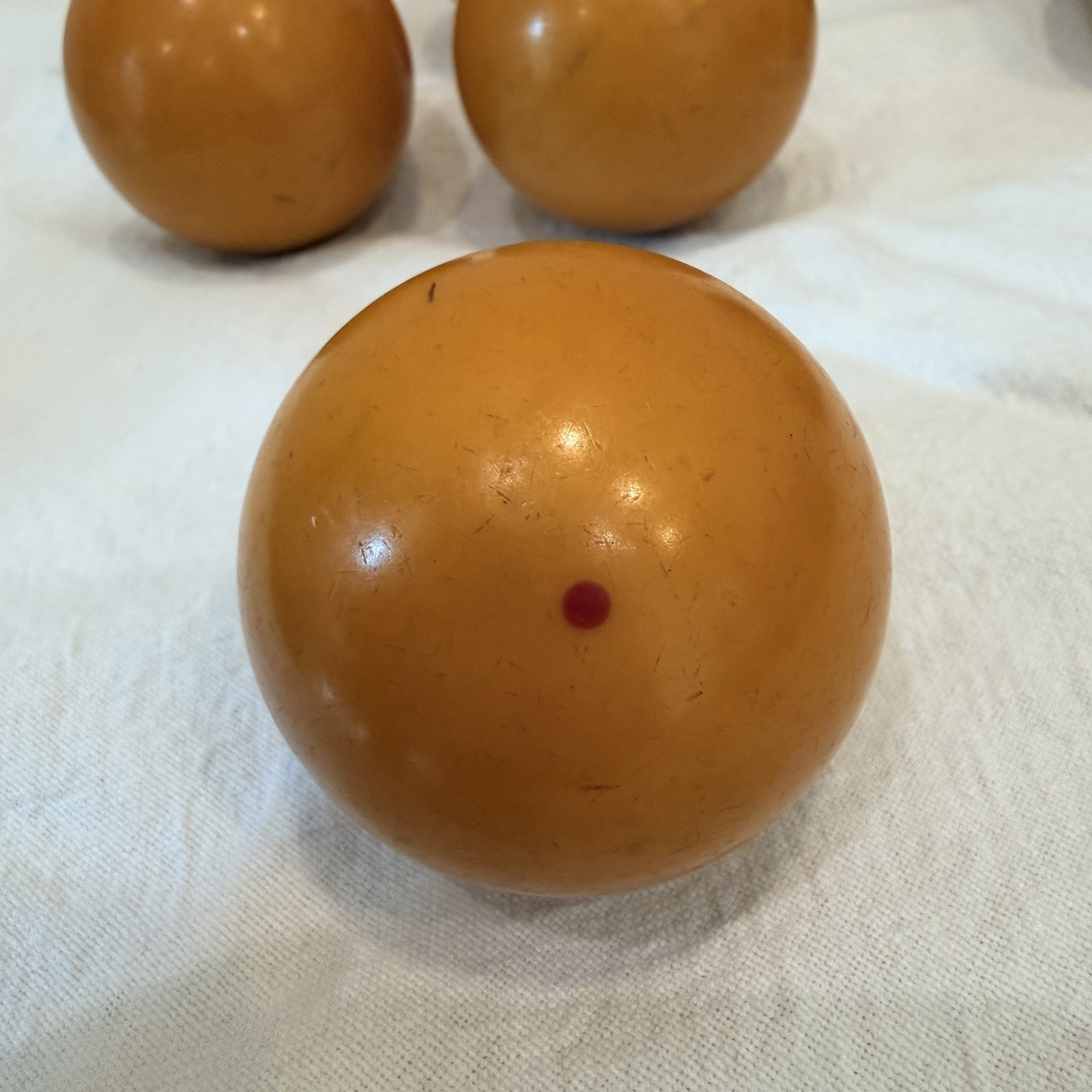 Vintage Bakelite Game Balls Lot 11 Cherry Red Butterscotch Yellow 54-57mm 1460g
