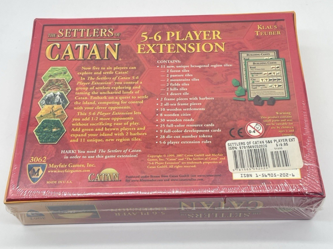 The Settlers of Catan 5-6 Player Extension Mayfair Games #3062 Expansion Sealed
