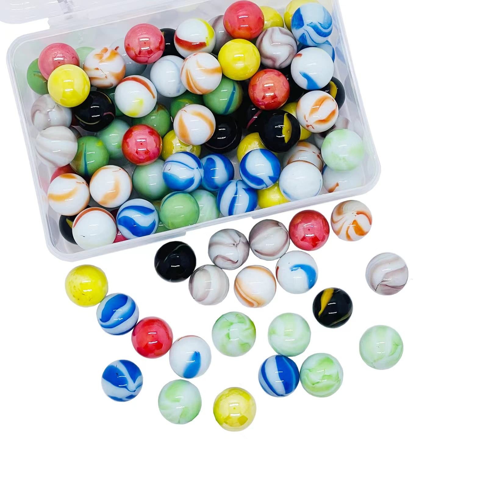 SAIBURAZ 100 Pieces Colorful Glass Marbles Set for Marble Games, Medium