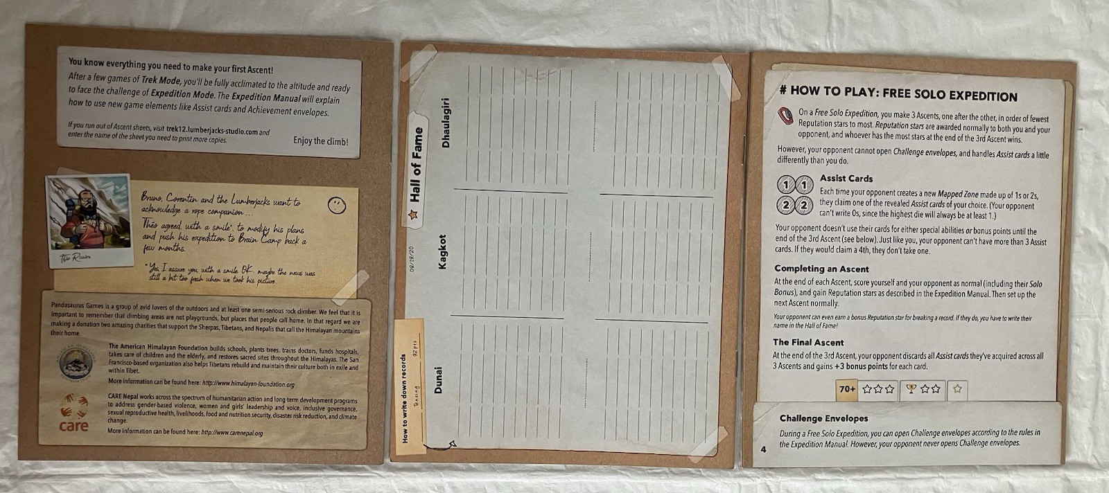 Trek 12 Himalaya A Roll & Write Adventure Board Game Pandasaurus Games Open Box