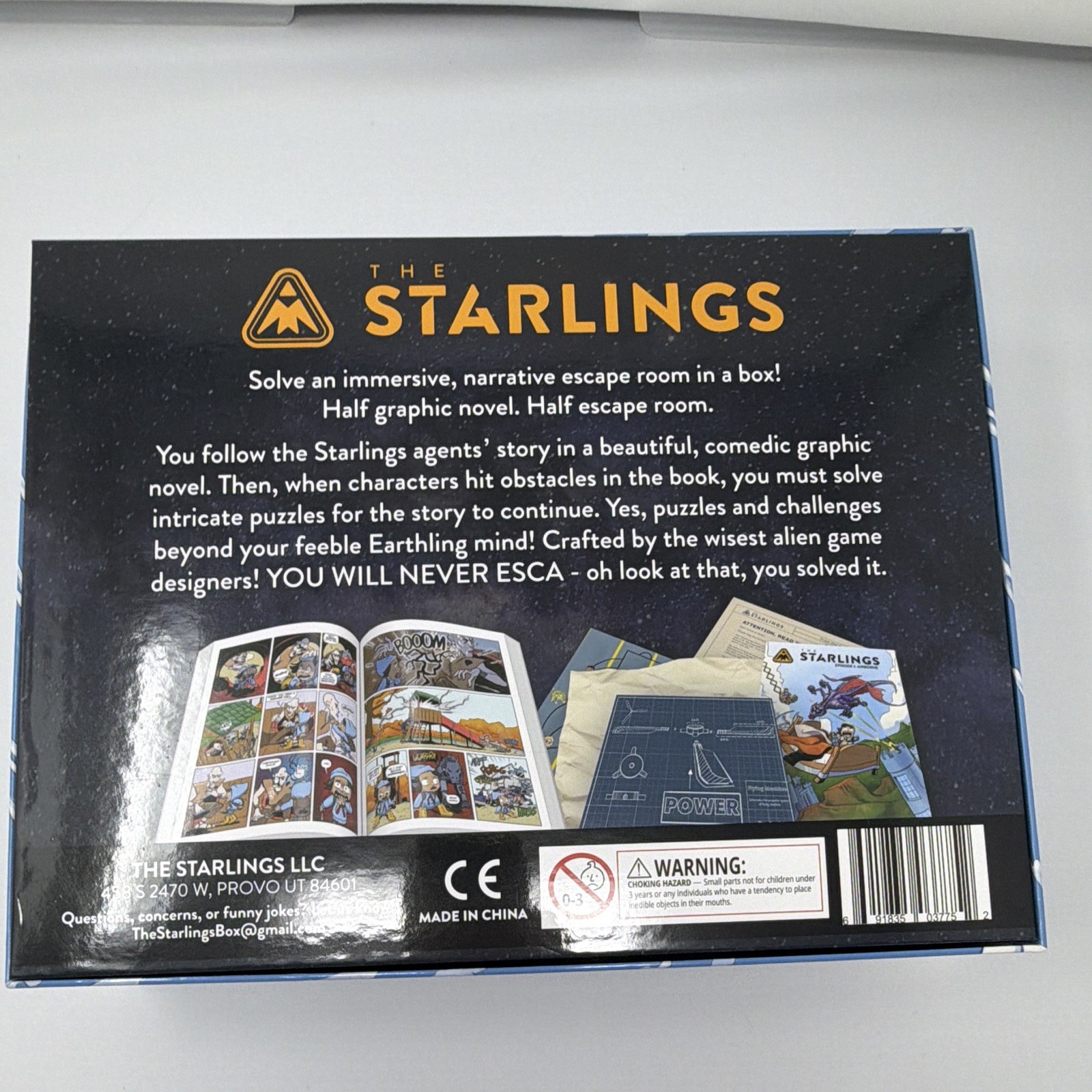 The Starlings LLC Box One Adventure Escape Room Game Immersive Narrative 3+