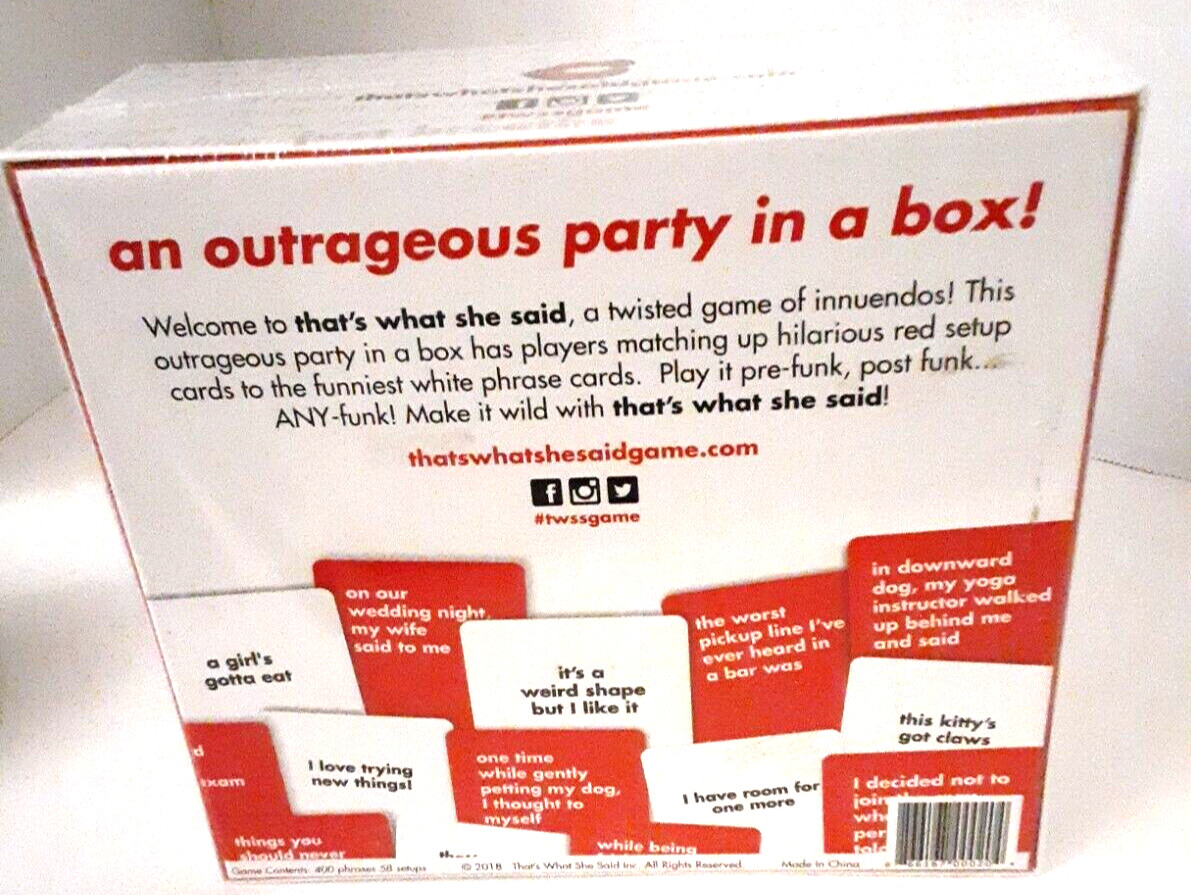 That’s What She Said The Party Game Twisted Innuendos Board Game-New Game Night