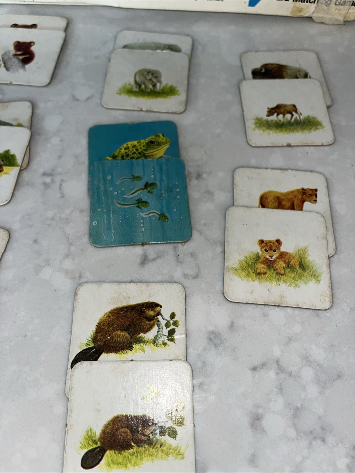 Milton Bradley Memory Animal Families Card Matching Game 1980