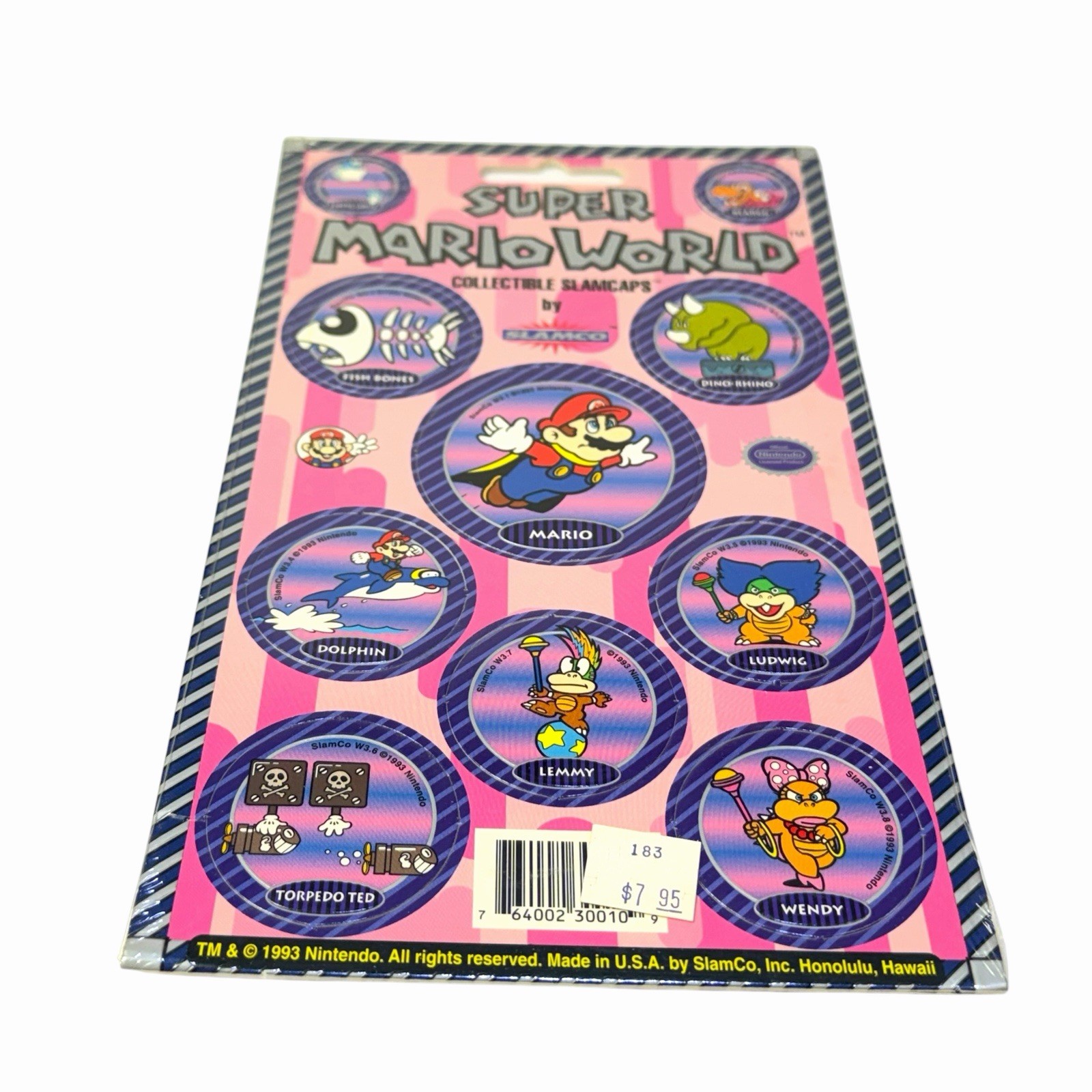 Vintage 90’s Nintendo NOS Super Mario World Slamcaps Pogs By Slamco NEW Sealed
