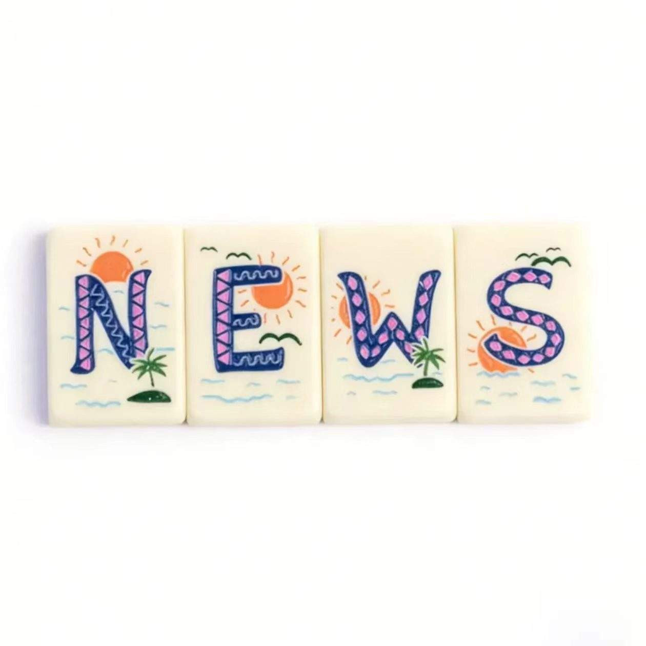 160 American Mahjong Tiles Single Layer Acrylic Sea Breeze Pattern Engraved Set