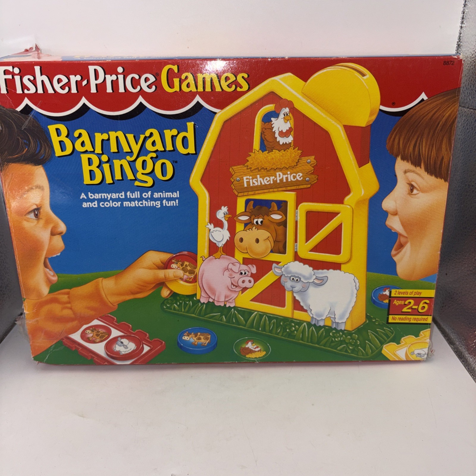 Vintage Fisher Price Barnyard Bingo Board Game 1994 Animal Matching Toy Boxed