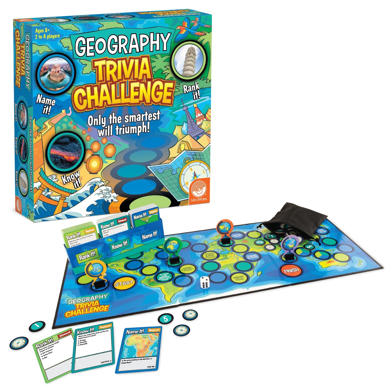 MindWare Geography Trivia Challenge – Board Game for Kids 8-12 and Up – Fun T…