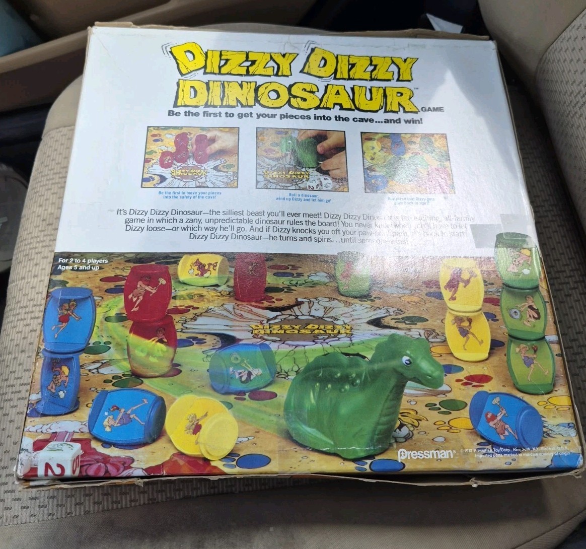 Dizzy Dizzy Dinosaur 1987 Pressman Wind-Up Dino VINTAGE COMPLETE