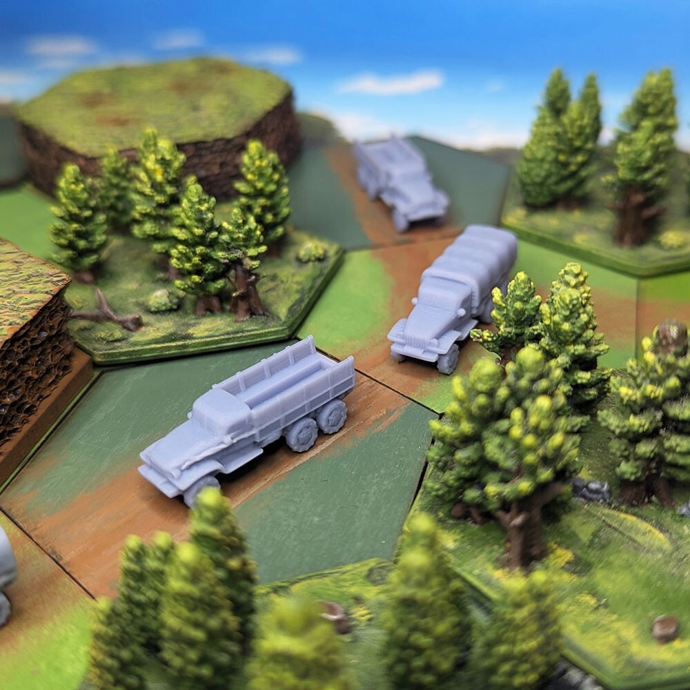 WW2 American GMC CCKW “Jimmy” Supply Truck Models 4pcs | G-508, 15mm, 20mm, 1/72