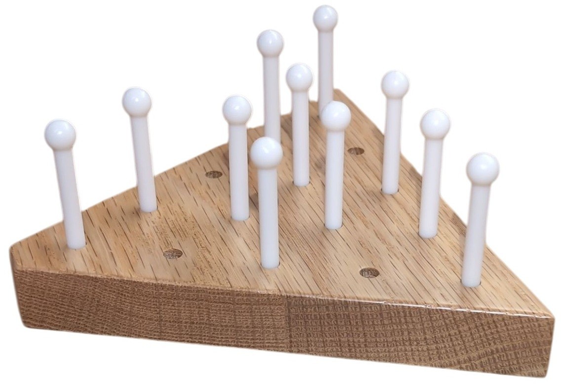 Solid Oak Wooden Peg Game Tricky Triangle, Classic Wooden Brain Teaser Puzzle