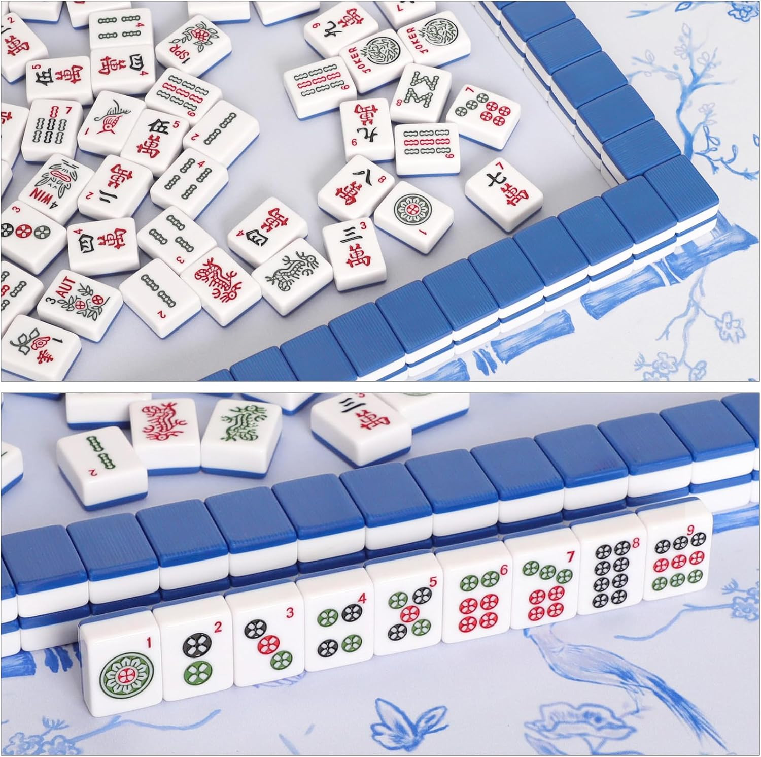 TIASUSAN American Mahjong Tile Set with 166 Navy Blue Back Tiles
