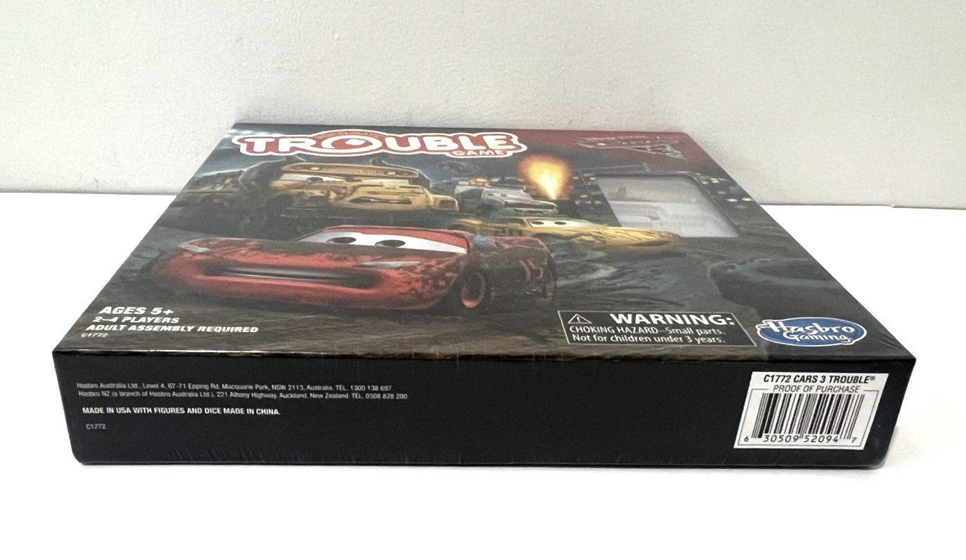 LOT OF 2 DISNEY PIXAR CARS 3 BOARD GAMES MONOPOLY JR &POP-O-MATIC TROUBLE HASBRO
